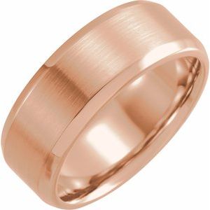 18K Yellow Or White Or Rose Gold Beveled-Edge Band with Satin Finish