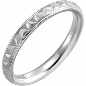 Continuum Sterling Silver Matte/Polished Stepped-Edge Geometric Half Round Band