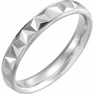 10K Yellow Or White Or Rose Gold Stepped-Edge Geometric Half Round Band