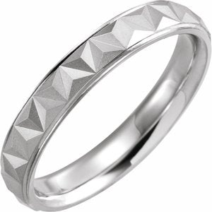 10K Yellow Or White Or Rose Gold Matte/Polished Stepped-Edge Geometric Half Round Band