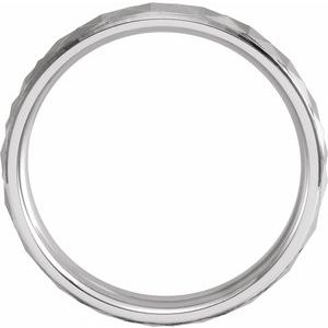 Continuum Sterling Silver Matte/Polished Stepped-Edge Geometric Half Round Band