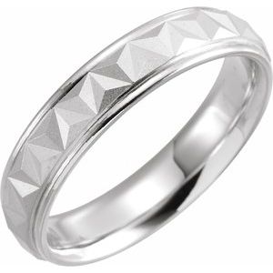 10K Yellow Or White Or Rose Gold Matte/Polished Stepped-Edge Geometric Half Round Band