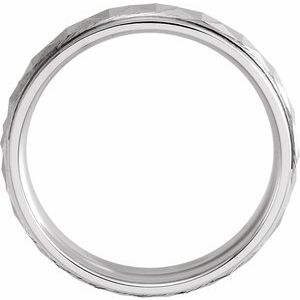 14K White Gold Matte/Polished 5 Mm Polished Comfort-Fit Geometric Band Size 11