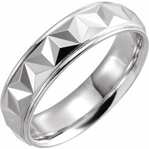 10K Yellow Or White Or Rose Gold Stepped-Edge Geometric Half Round Band
