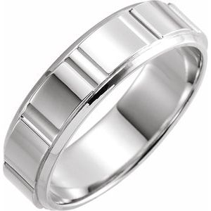 Platinum 6 Mm Polished Patterned Band Size 10