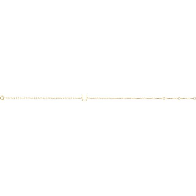 14K Yellow Or White Gold Round I1, H+ Polished Natural Diamond Initial 6-7" Bracelet