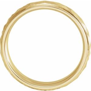 18K Yellow Or White Or Rose Gold Stepped-Edge Geometric Half Round Band