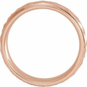 18K Yellow Or White Or Rose Gold Stepped-Edge Geometric Half Round Band