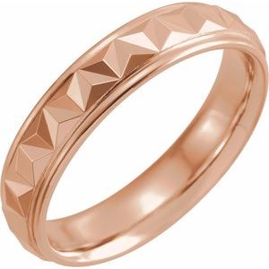 10K Yellow Or White Or Rose Gold Stepped-Edge Geometric Half Round Band