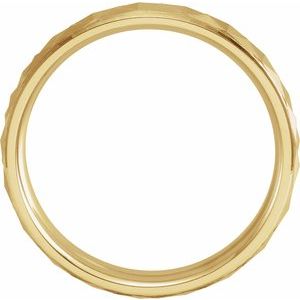 10K Yellow Or White Or Rose Gold Matte/Polished Stepped-Edge Geometric Half Round Band