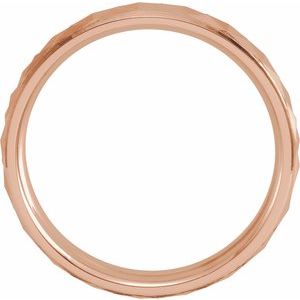 14K Yellow Or White Or Rose Gold Matte/Polished Stepped-Edge Geometric Half Round Band