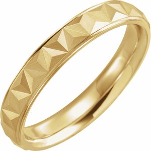 10K Yellow Or White Or Rose Gold Matte/Polished Stepped-Edge Geometric Half Round Band