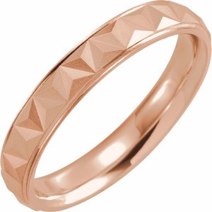 14K Yellow Or White Or Rose Gold Matte/Polished Stepped-Edge Geometric Half Round Band