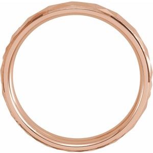 14K Rose Gold 4 Mm Polished Comfort-Fit Geometric Band Size 7