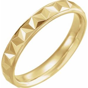 14K Yellow Gold 4 Mm Polished Comfort-Fit Geometric Band Size 9