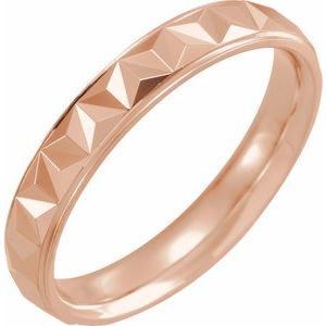 14K Rose Gold 4 Mm Polished Comfort-Fit Geometric Band Size 7