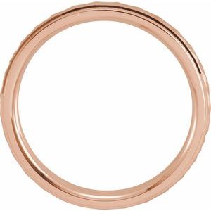 10K Yellow Or White Or Rose Gold Matte/Polished Stepped-Edge Geometric Half Round Band