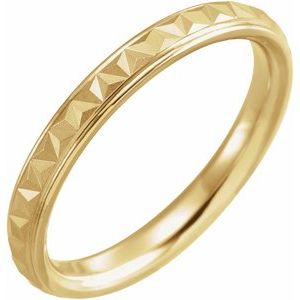 14K Yellow Or White Or Rose Gold Matte/Polished Stepped-Edge Geometric Half Round Band