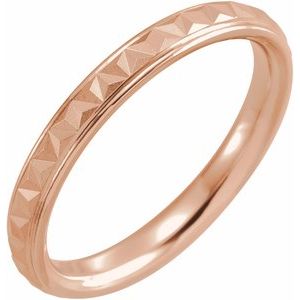 10K Yellow Or White Or Rose Gold Matte/Polished Stepped-Edge Geometric Half Round Band