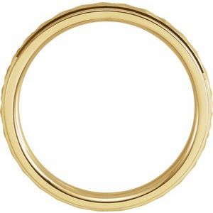 18K Yellow Or White Or Rose Gold Stepped-Edge Geometric Half Round Band