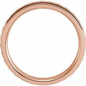 14K Yellow Or White Or Rose Gold Stepped-Edge Geometric Half Round Band