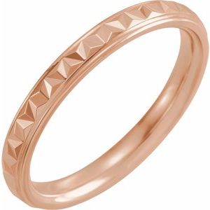 14K Yellow Or White Or Rose Gold Stepped-Edge Geometric Half Round Band