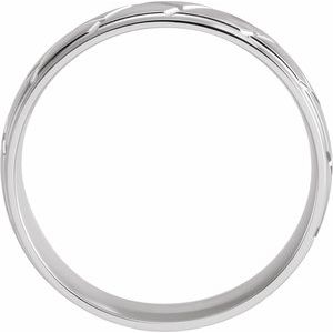 14K White Gold 6 Mm Polished Comfort-Fit Patterned Band Size 10