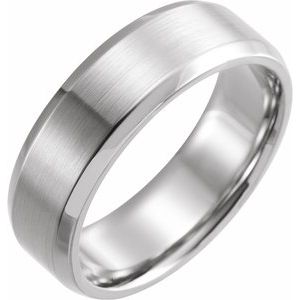 10K Yellow Or White Gold 7 Mm Polished Comfort-Fit Beveled Edge Band With Satin Finish