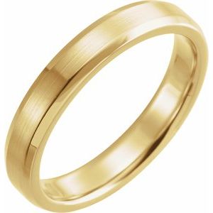 18K Yellow Or White Or Rose Gold Beveled-Edge Band with Satin Finish