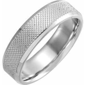 Platinum 6 Mm Polished Comfort-Fit Knurled Beveled Edge Band Size 9