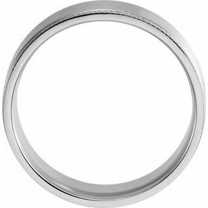 14K X1 White Gold Knurled Stepped-Edge Flat Band