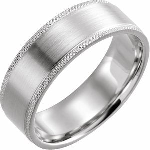 Platinum 7 Mm Polished Flat Knurled Edge Band With Satin Finish Size 10