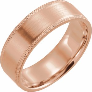 10K Yellow Or White Or Rose Gold Knurled Stepped-Edge Flat Band
