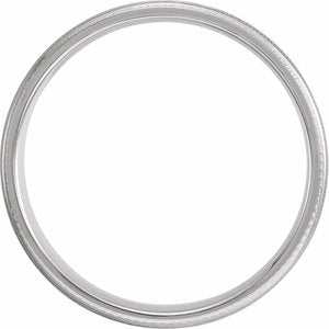14K White Gold 6 Mm Polished Flat Knurled Edge Band With Satin Finish Size 9