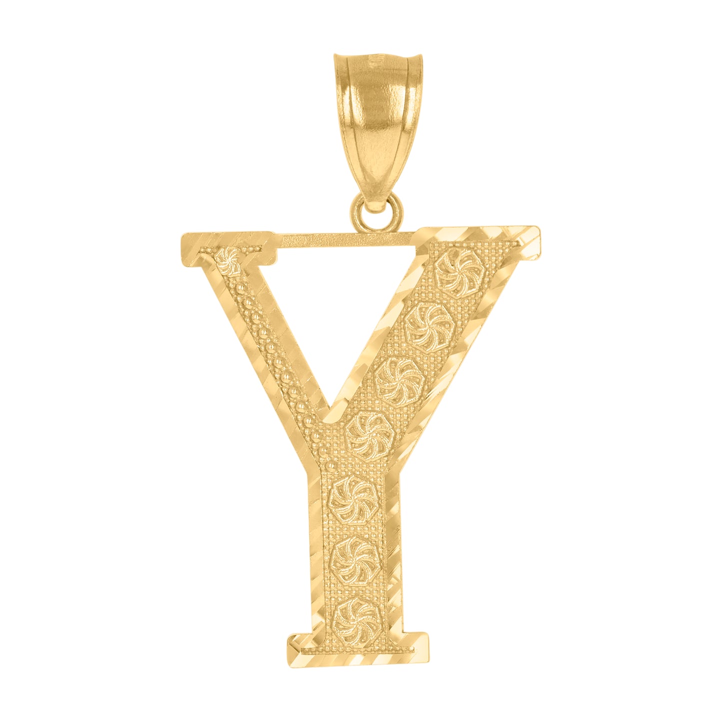 10K Yellow Gold Unisex Initial Alphabet Charm Pendant
