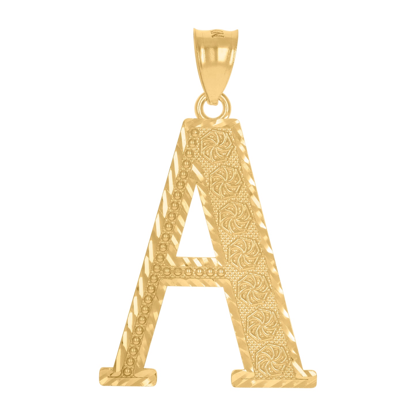 10K Yellow Gold Unisex Initial Alphabet Charm Pendant