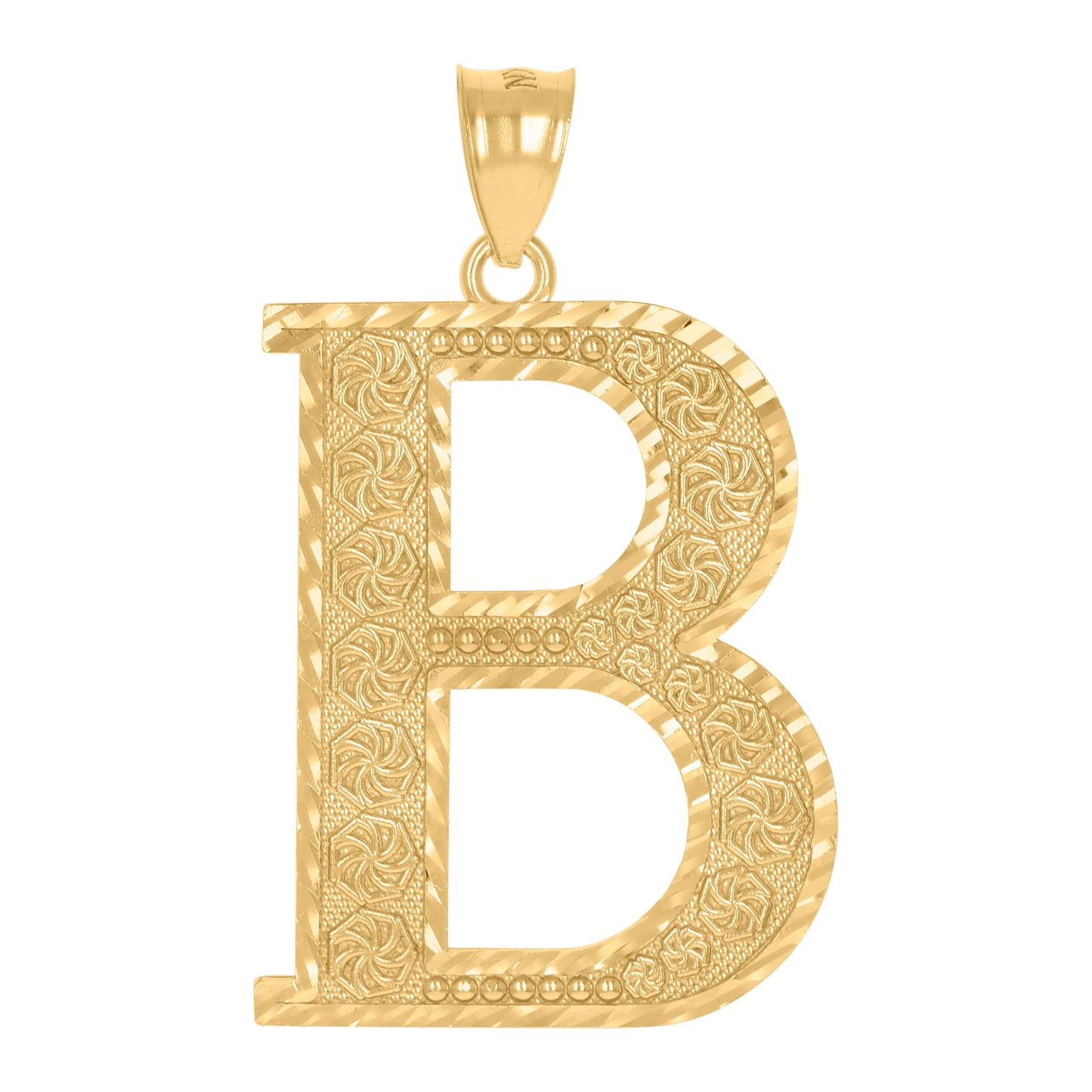 10K Yellow Gold Unisex Initial Alphabet Charm Pendant