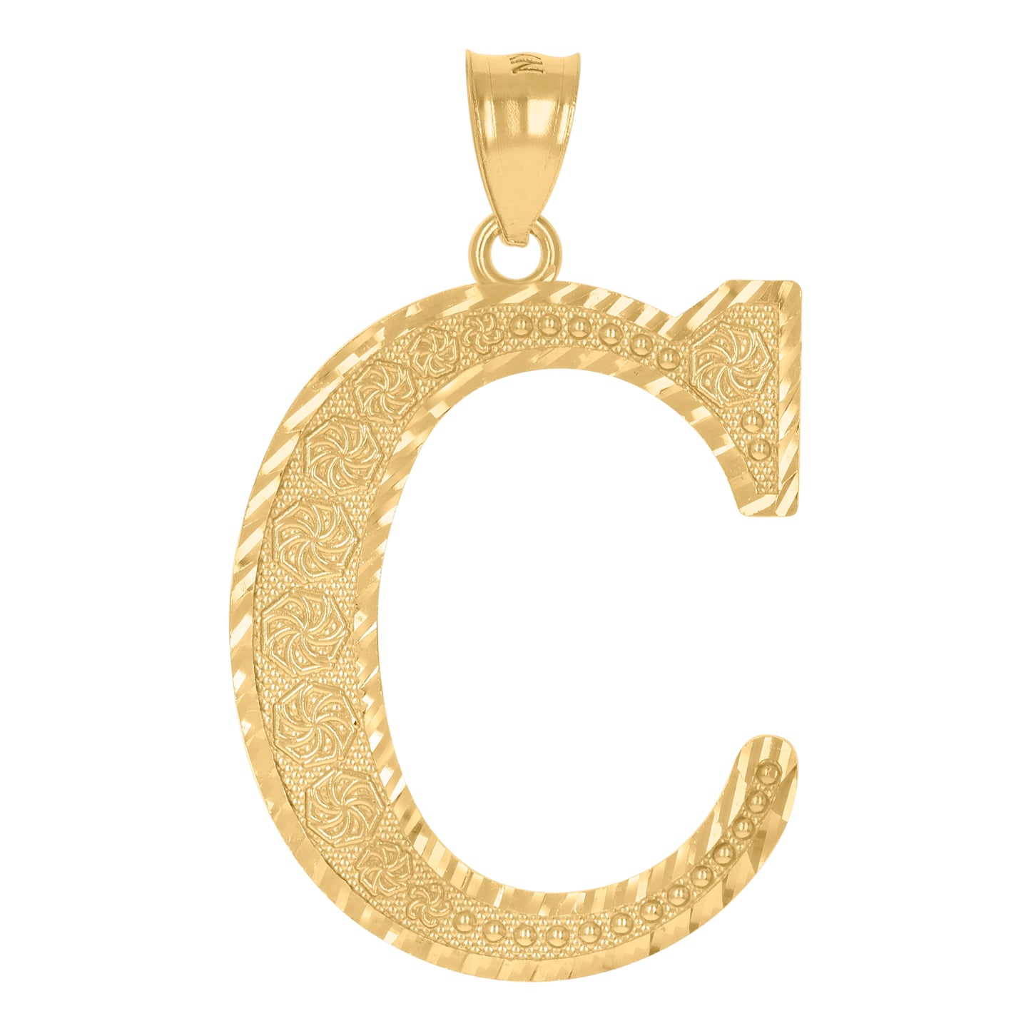 10K Yellow Gold Unisex Initial Alphabet Charm Pendant