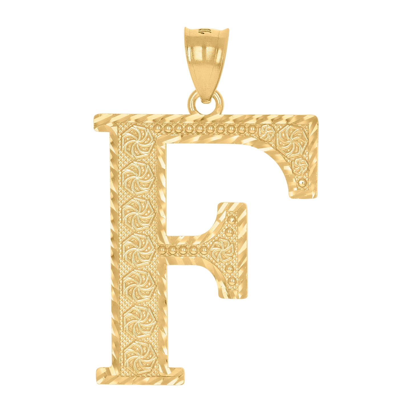 10K Yellow Gold Unisex Initial Alphabet Charm Pendant