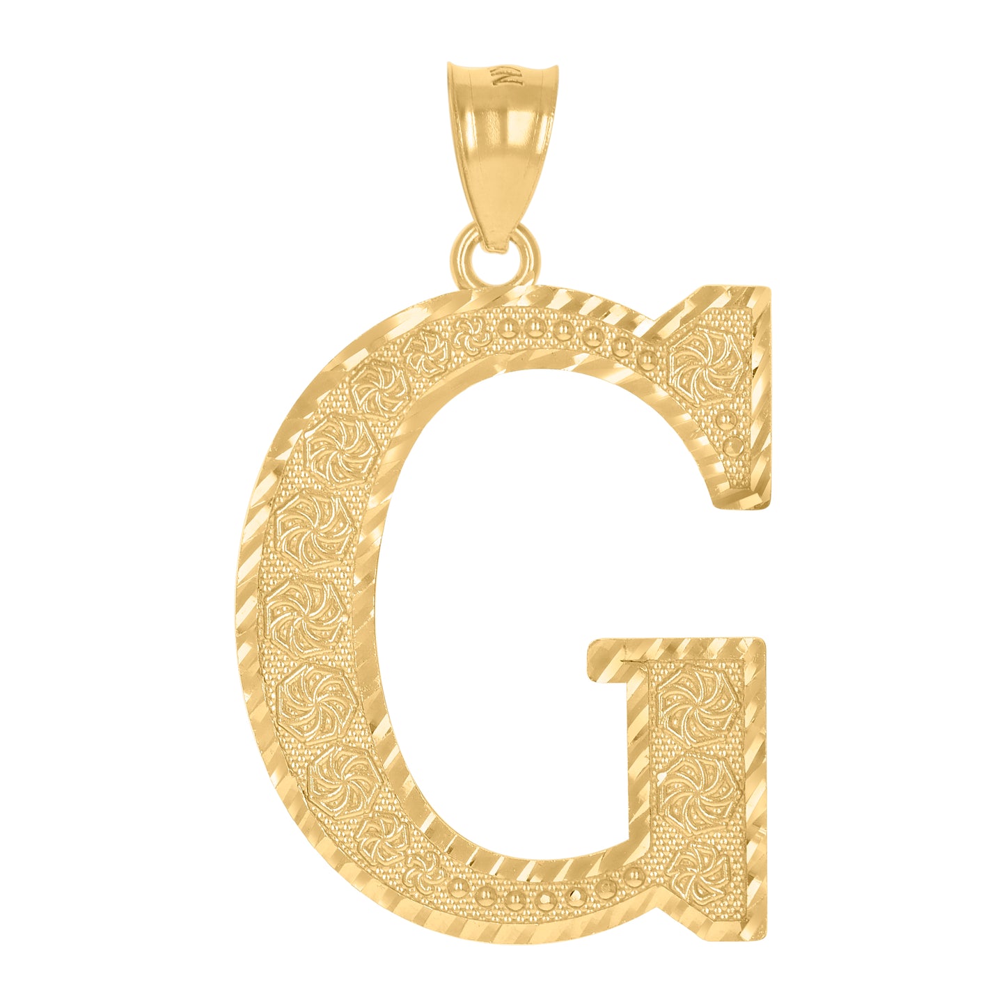 10K Yellow Gold Unisex Initial Alphabet Charm Pendant
