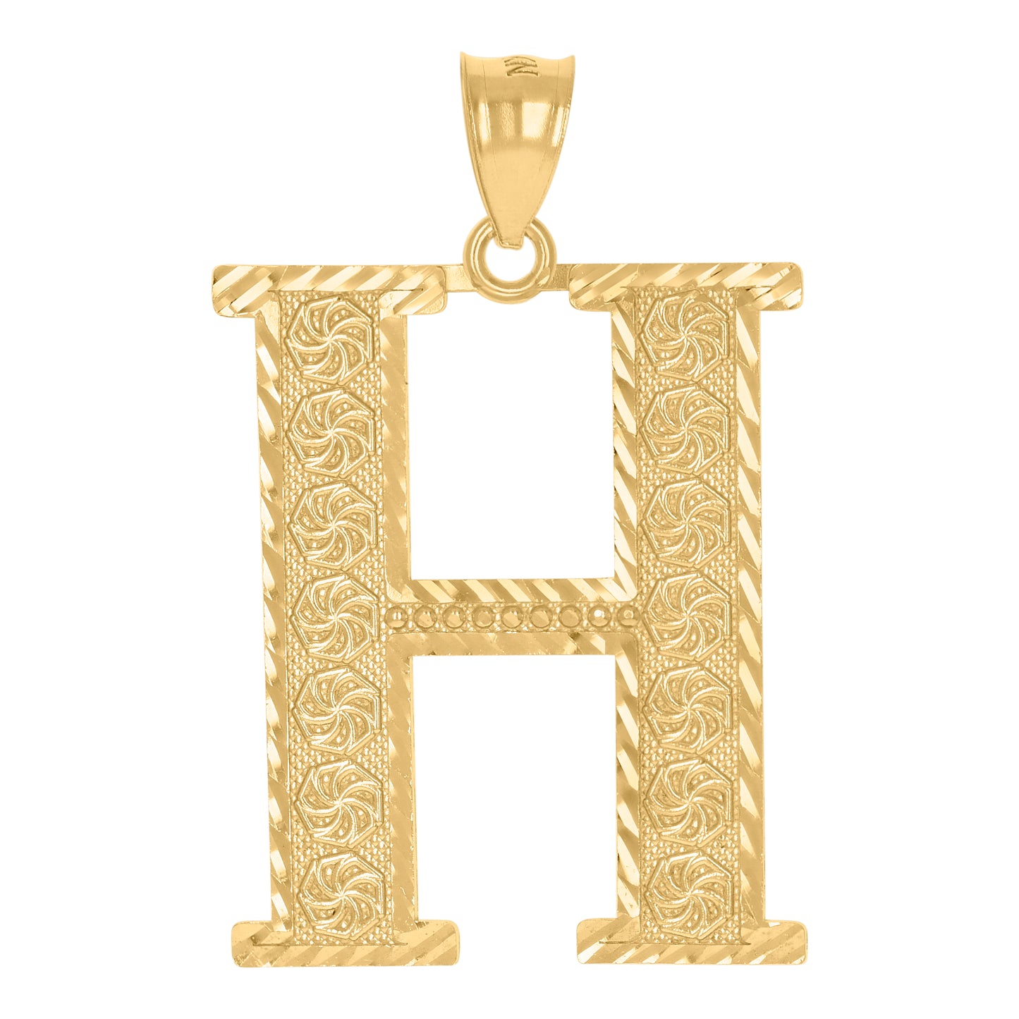 10K Yellow Gold Unisex Initial Alphabet Charm Pendant