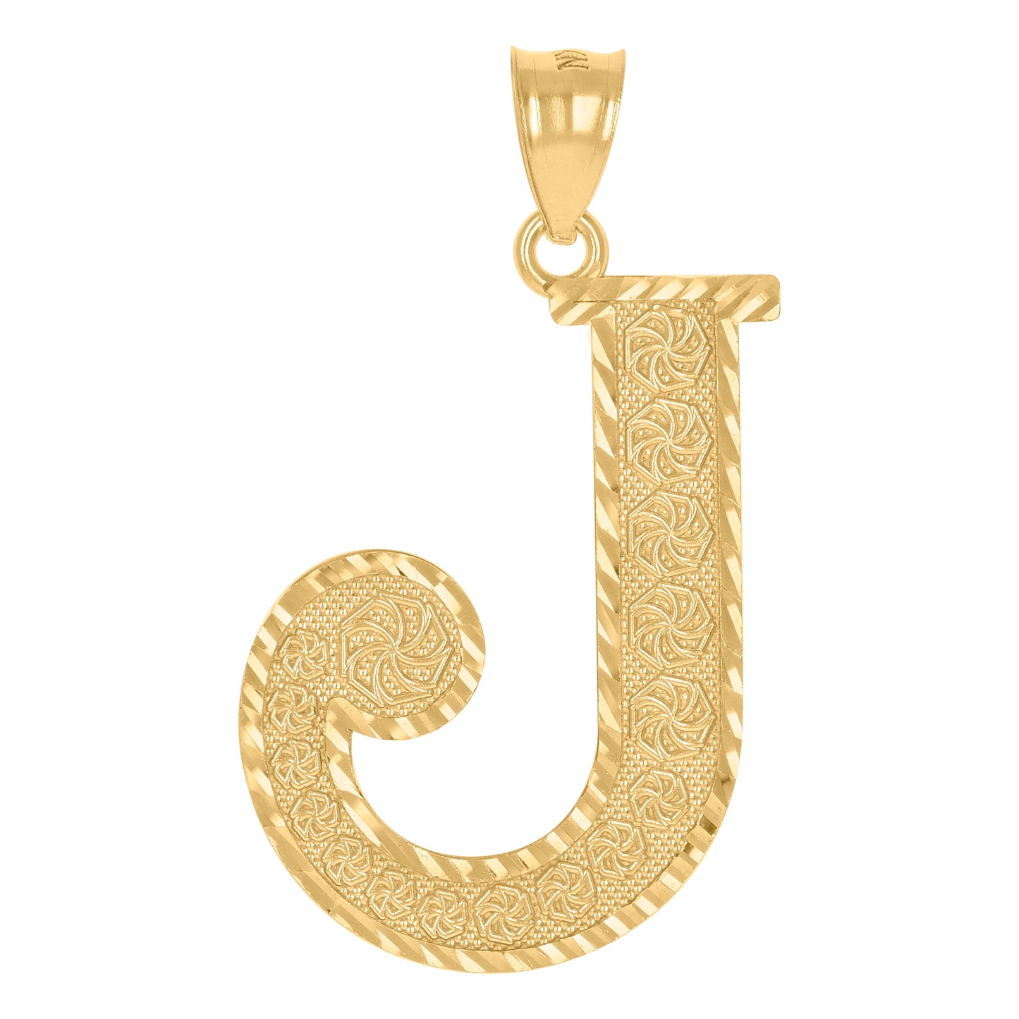 10K Yellow Gold Unisex Initial Alphabet Charm Pendant