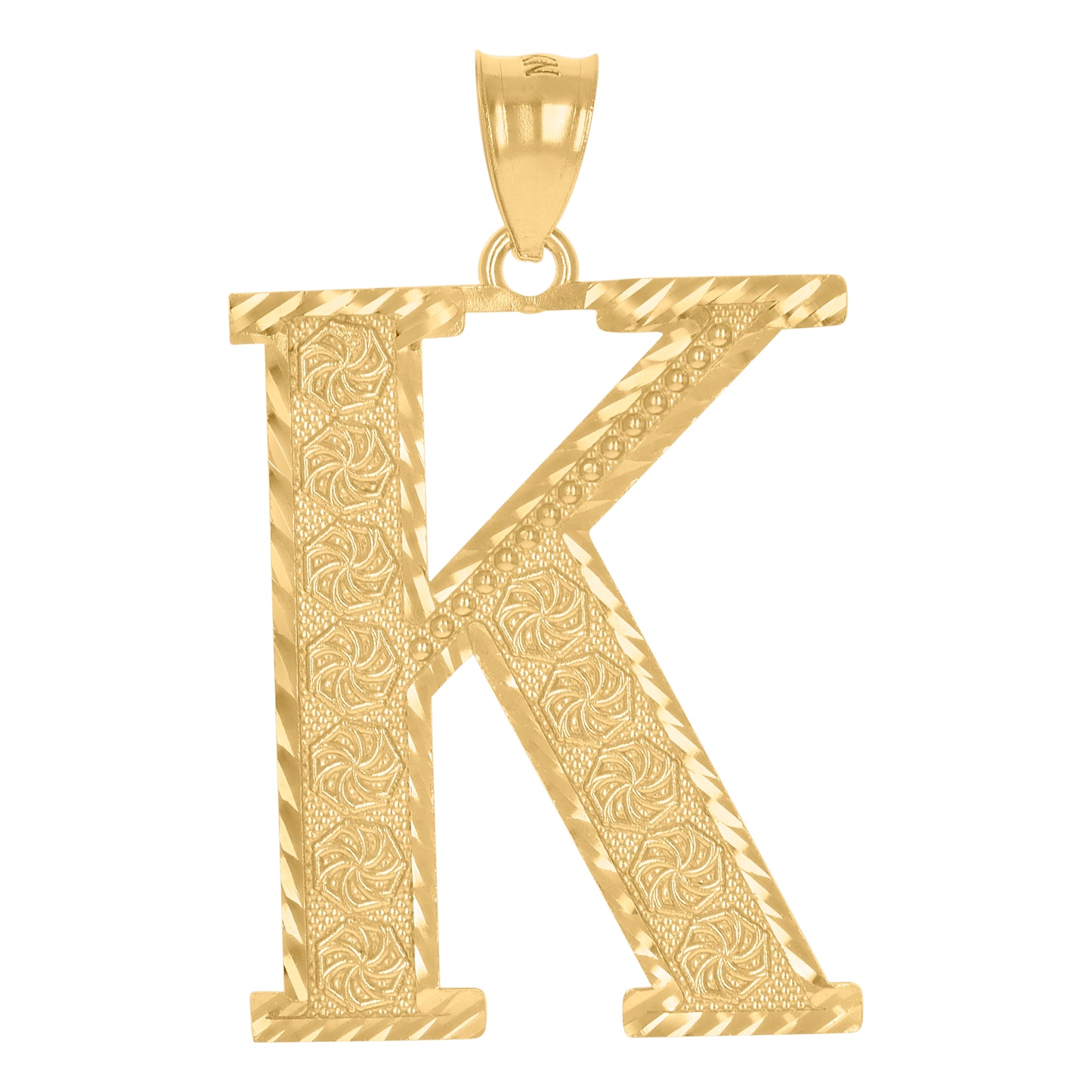 10K Yellow Gold Unisex Initial Alphabet Charm Pendant