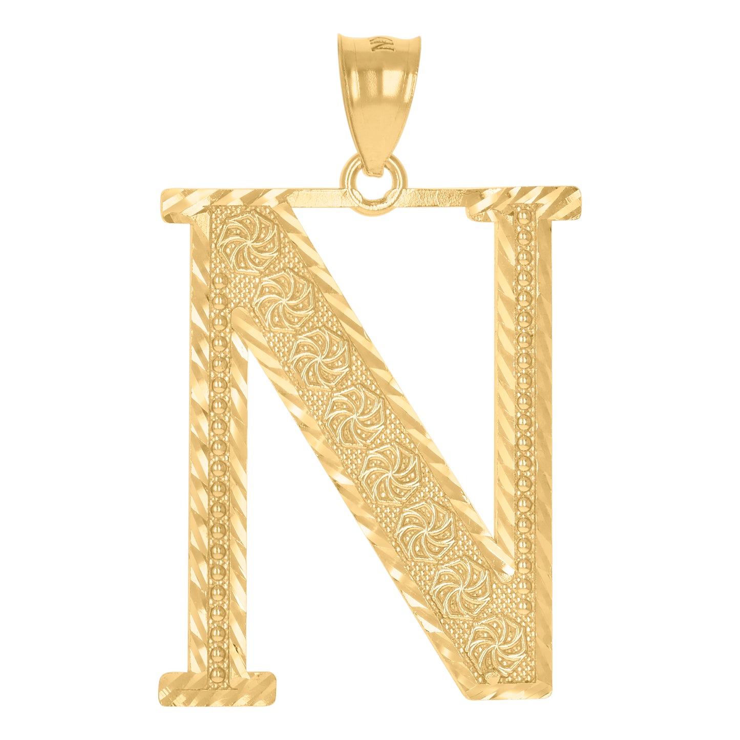 10K Yellow Gold Unisex Initial Alphabet Charm Pendant