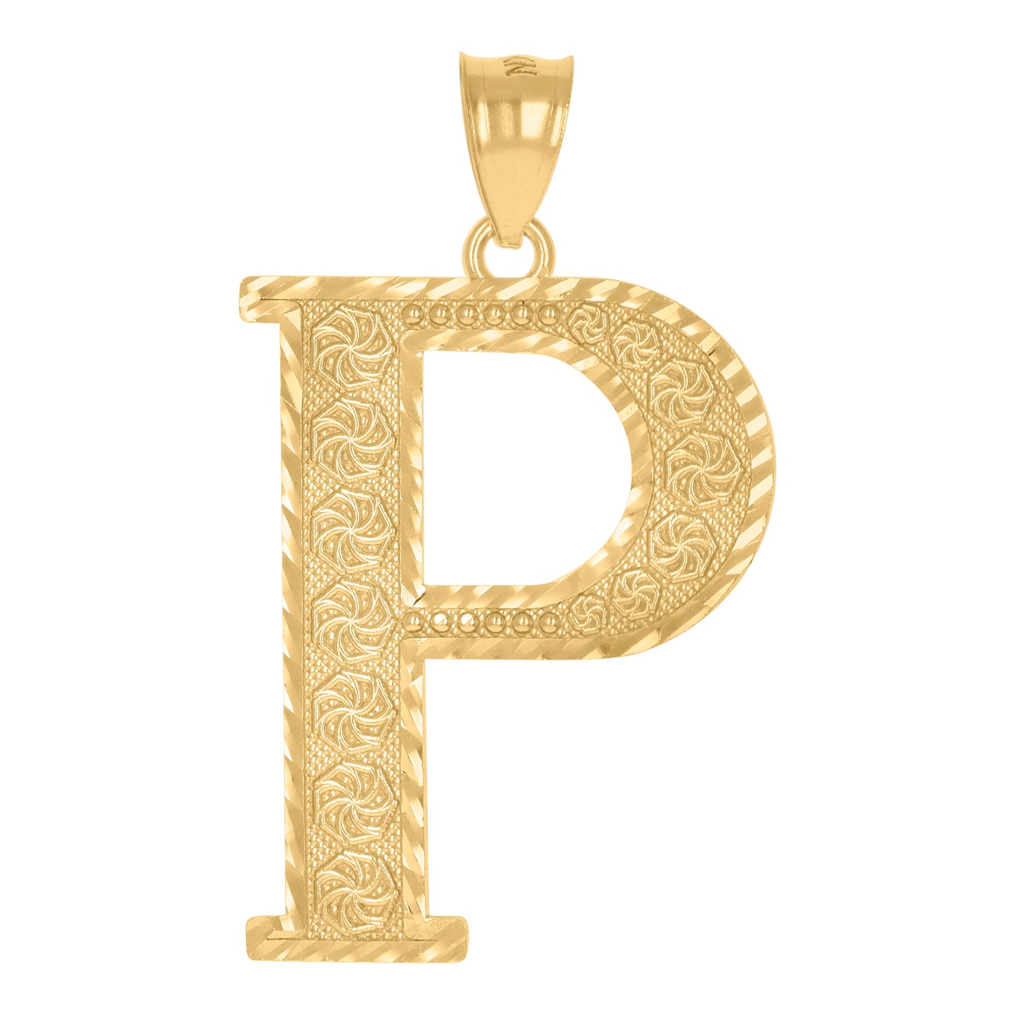10K Yellow Gold Unisex Initial Alphabet Charm Pendant