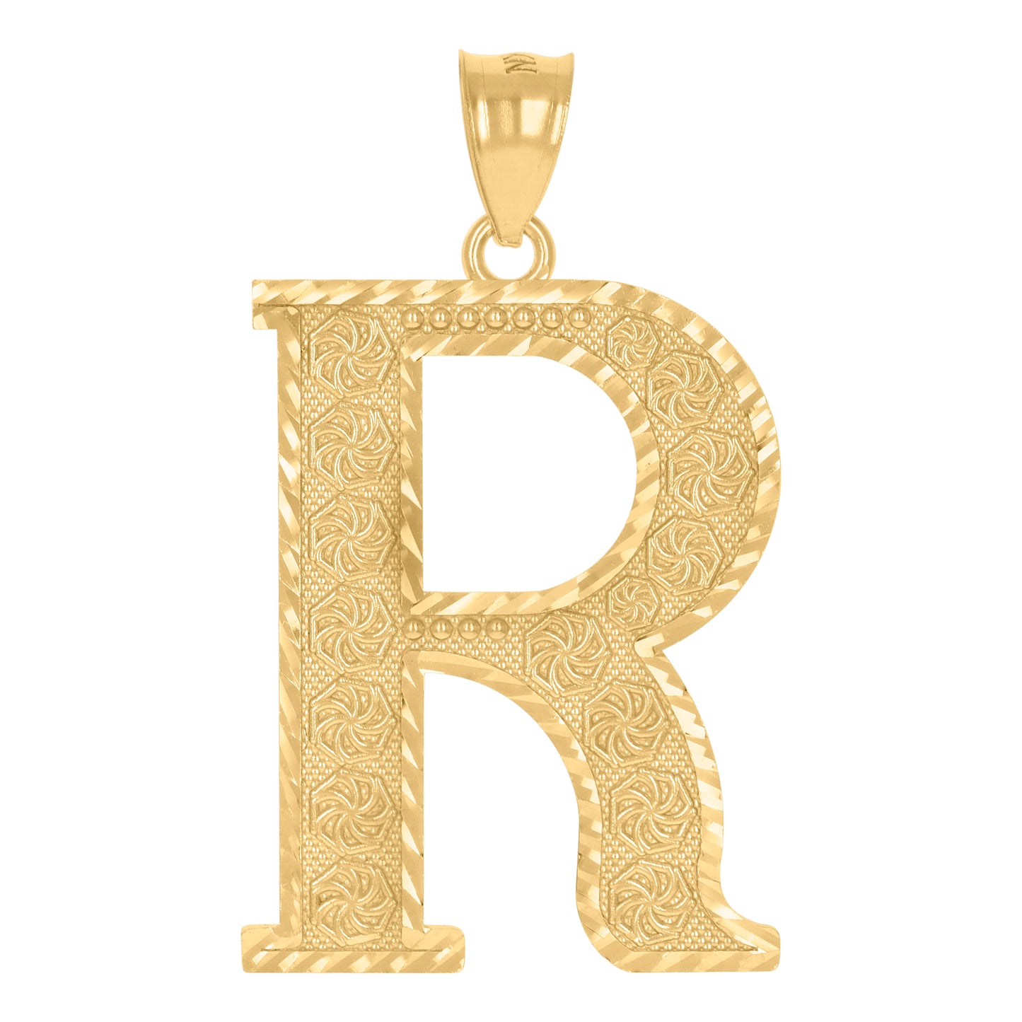10K Yellow Gold Unisex Initial Alphabet Charm Pendant