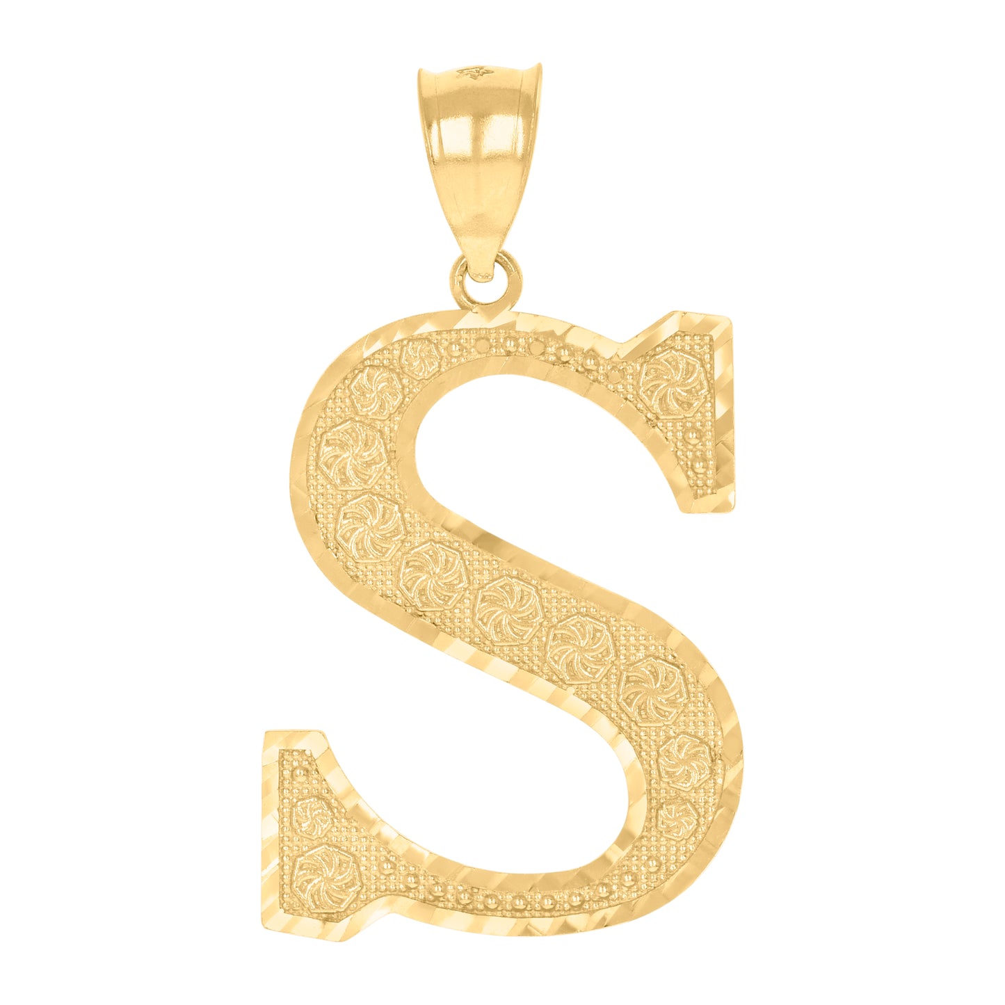 10K Yellow Gold Unisex Initial Alphabet Charm Pendant