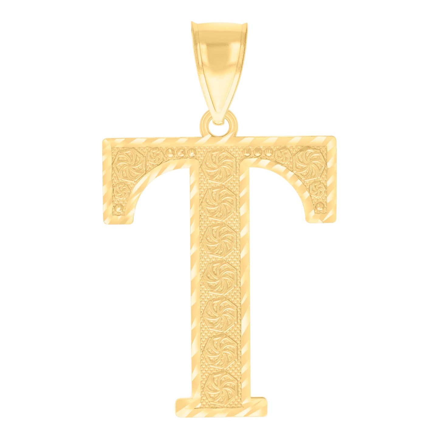 10K Yellow Gold Unisex Initial Alphabet Charm Pendant
