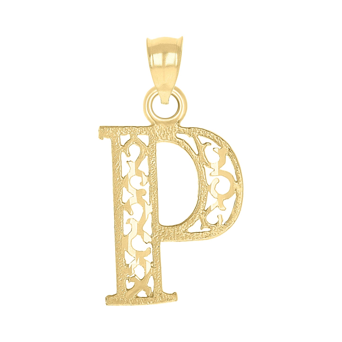 10K Yellow Gold Unisex Initial Letter Charm Pendant