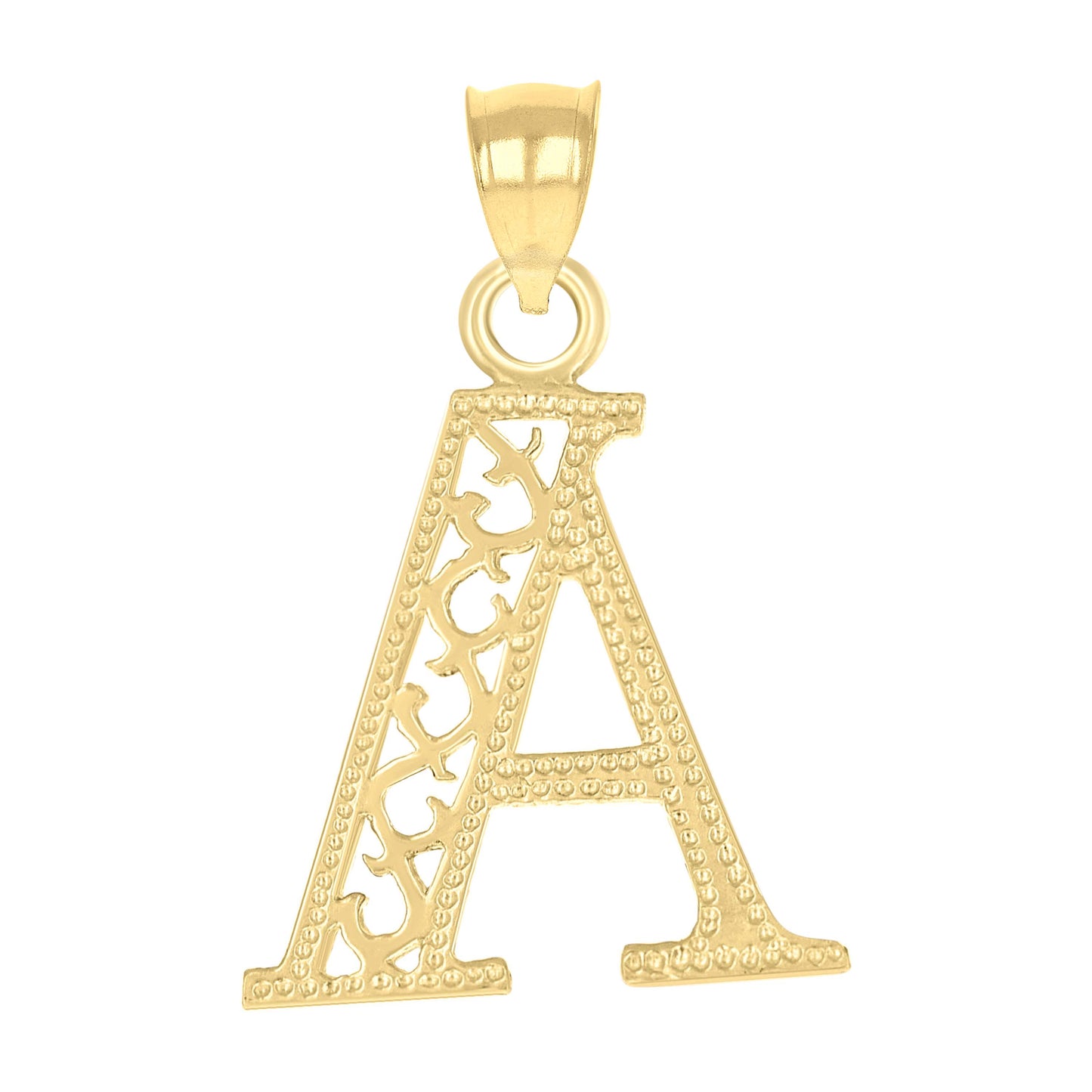 10K Yellow Gold Unisex Initial Letter Charm Pendant